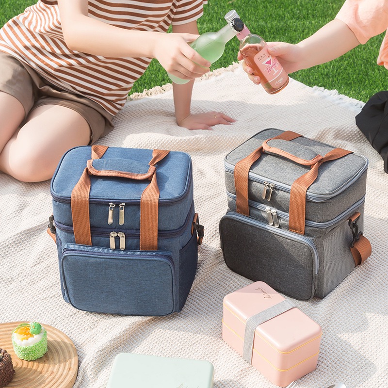 Hot selling double-layer insulation bag, picnic bag, multifunctional waterproof ice bag, lunch bag, rice bag, handbag