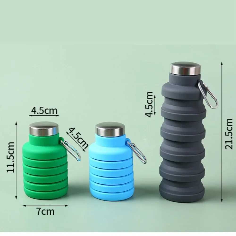 Collapsible Silicone Water Bottle - Durable Foldable Sports Flask Running/Hiking Portable Telescopic Cup for Travel Fitness Z260202