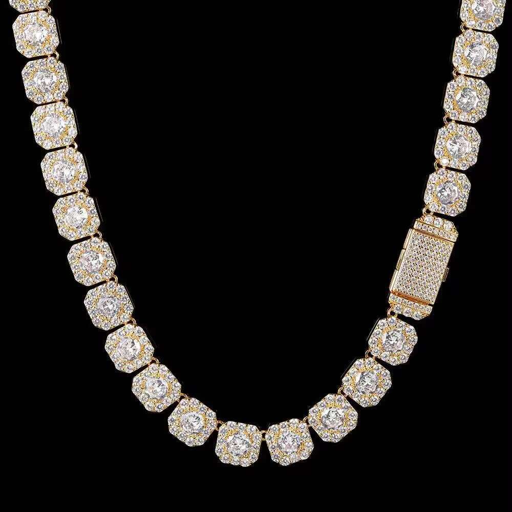 OACOCA Hip Hop Custom 925 Sterling Silver Moissanite Mens Diamond Iced Out Tennis Chain Necklace Fashion Jewelry