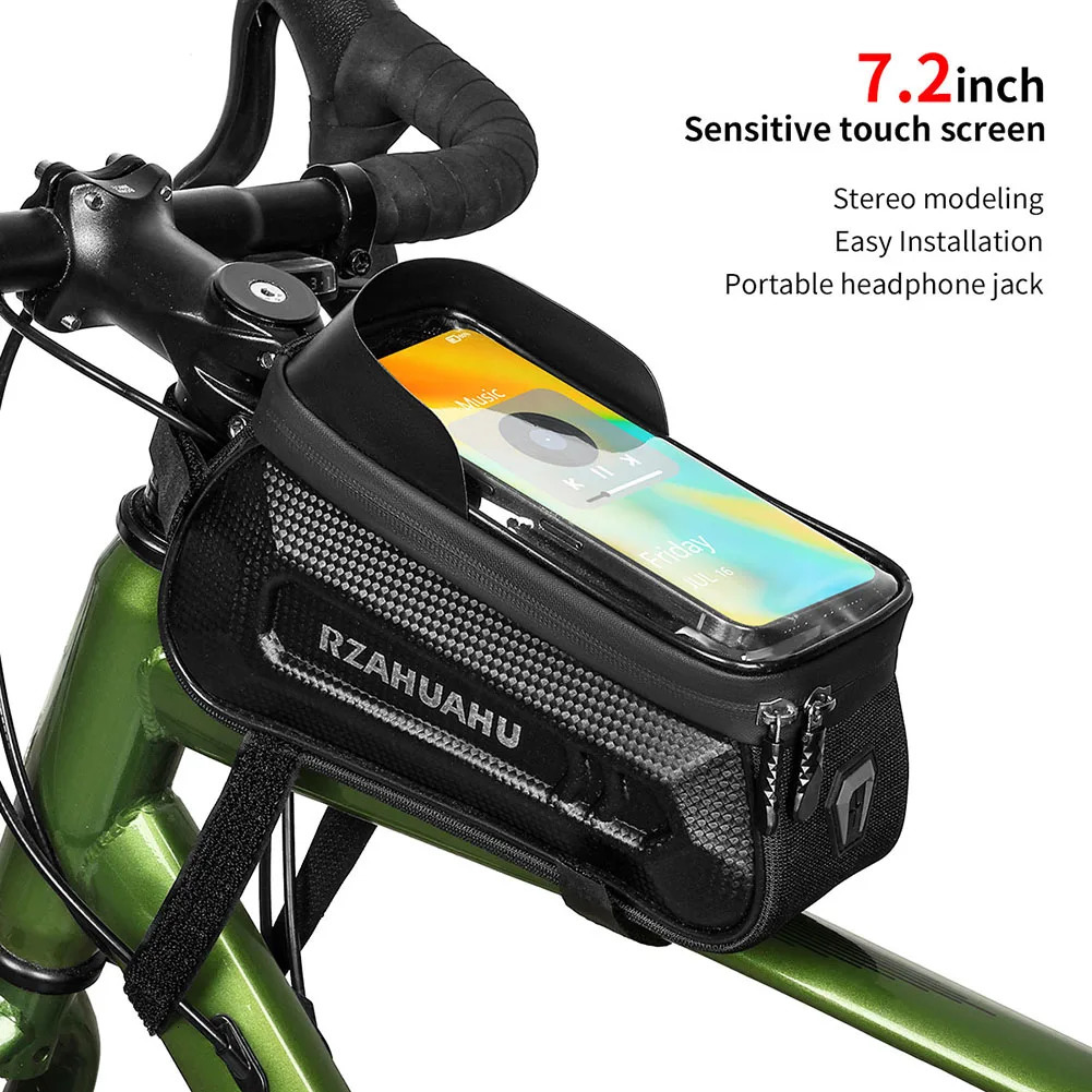 Bicycle Phone Front Frame Bag Bike Frame Front Tube Bag Hard Casing Bike Bag for Phones 4.7-7.2 Inch 250610
