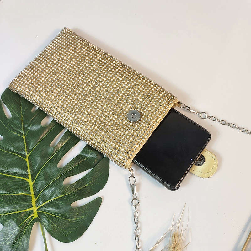 Fashionable Niche Phone New Simple Shoulder Trendy Chain Crossbody Rhinestone Evening Bag