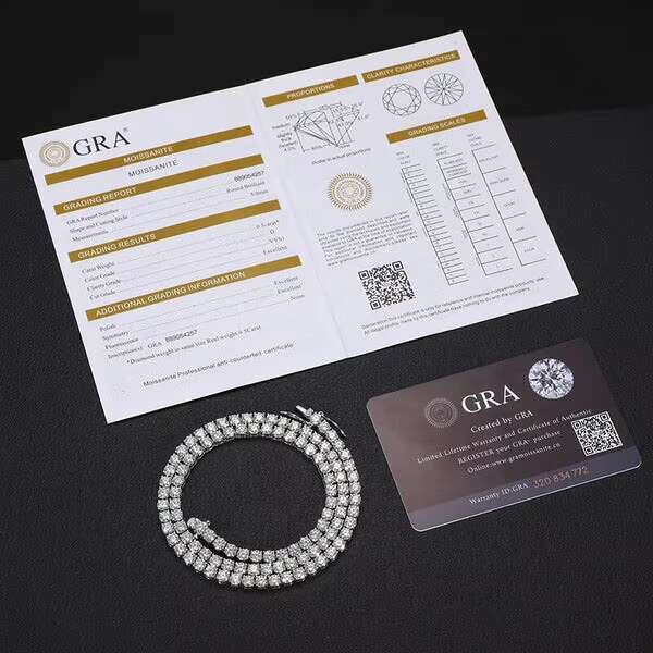 OACOCA Customizable 925 Sterling Silver Tennis Chain Necklace Moissanite Hip Hop Jewelry for Women and Men