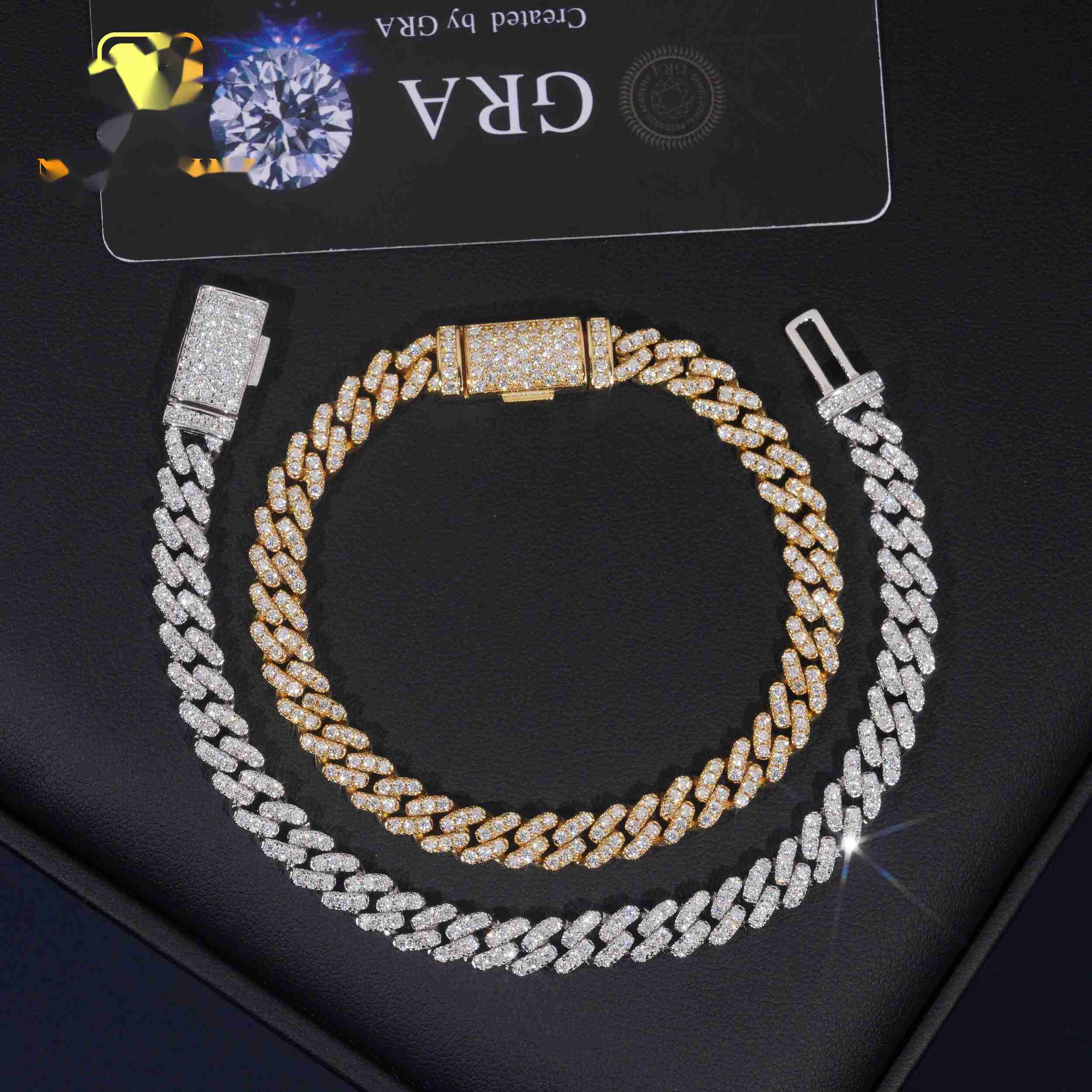 OACOCA 6mm Diamond Custom Iced Out Cuban Link Chain 925 Sterling Silver Moissanite Necklace Hip Hop Jewelry Necklace Bracelet
