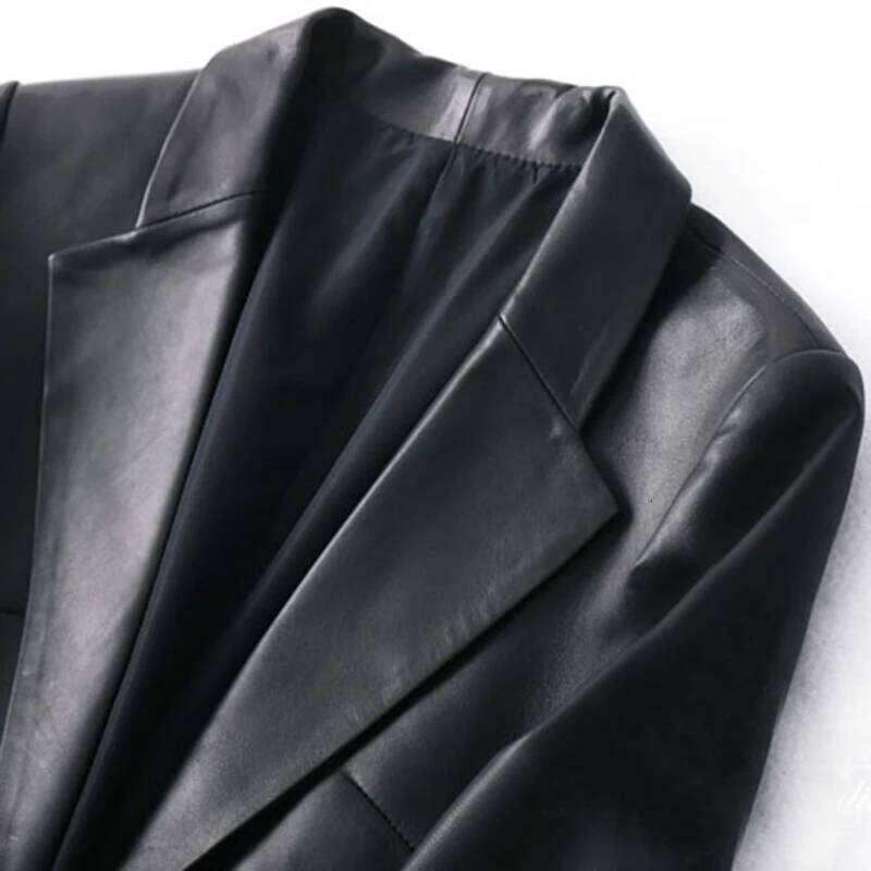 Nerazzurri Spring Autumn Black Blazer Women Single Button Slim Fit Designer Womens Leather Jackets And Coats 5Xl 6Xl 7Xl