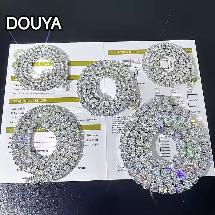 Fast Delivery High Quality Moissanite Tennis Chain 2mm 3mm 4mm 5mm 6.5mm Shining Brightly D VVS Moissanite Women Men Necklace