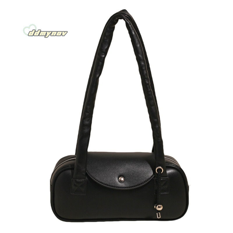 Korean Style Pleated Drawstring Tote for Women 2025 New Macaron Color Underarm Fashion Commuter Versatile Shoulder Bag ddmynov