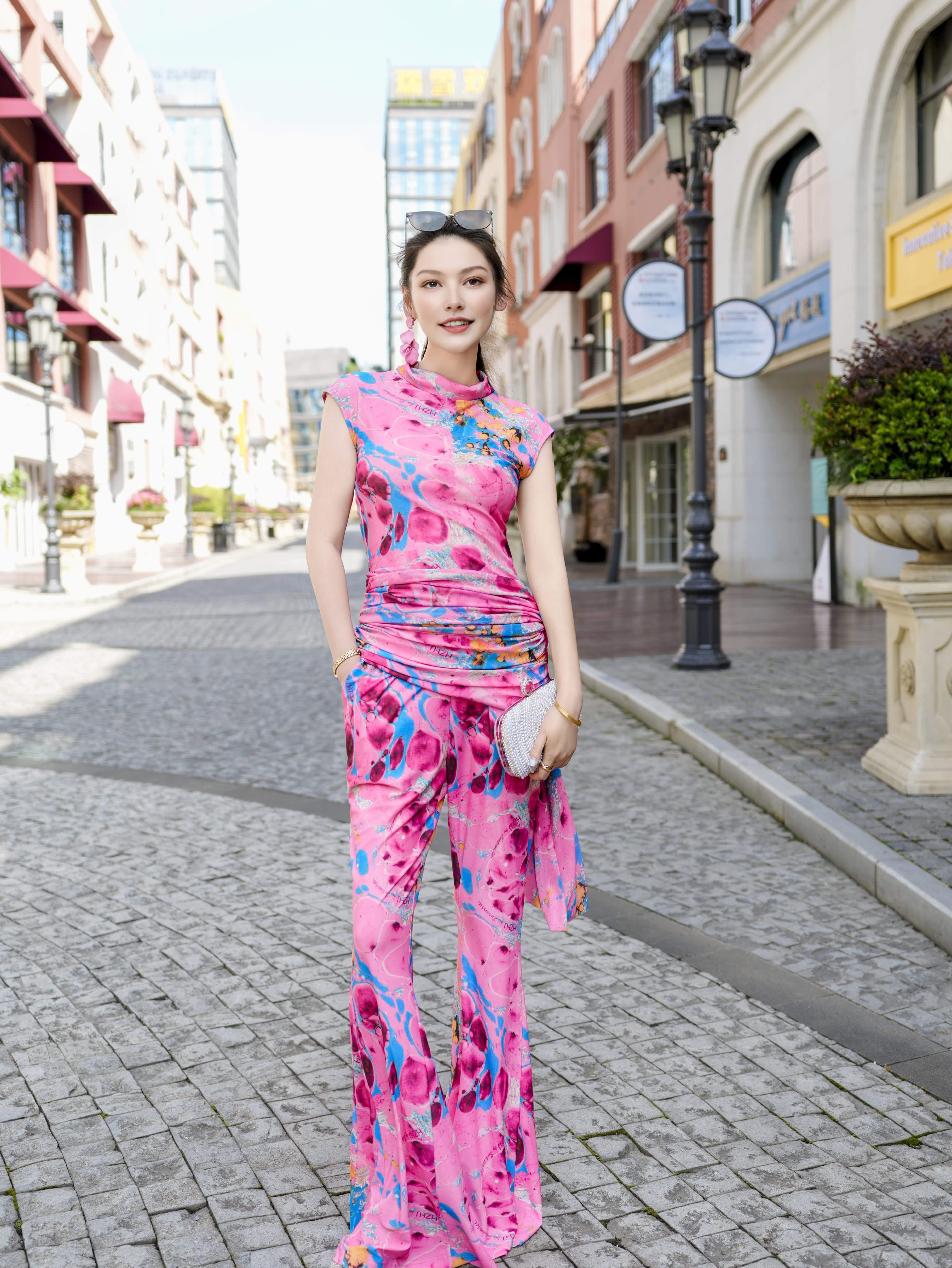 Summer new Original Designer Sakura Love Set Pants Show Thin French Elegance Sister on daily,party,business,festival,be gift for mom and friend.