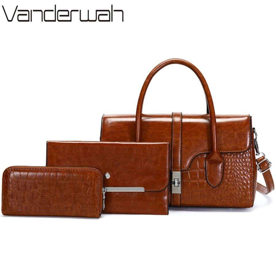 Designer Luxury Alligator Oil Leather Purses And Handbags Caual Tote Shopping Bag For Women Daily Commuting Hand Shoulder Crossbody Bags