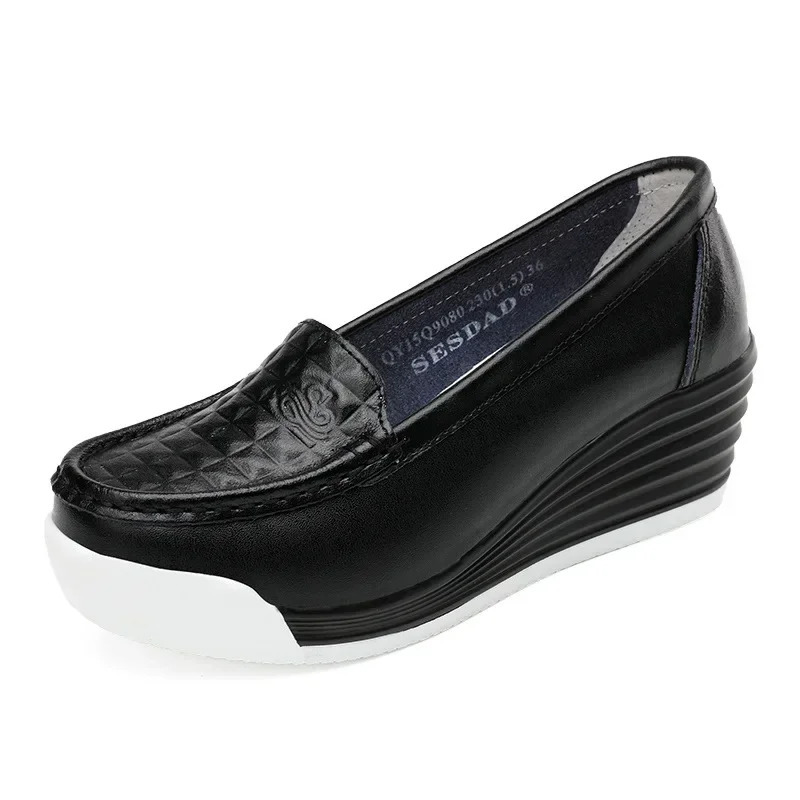 Women Wedge Platform Shoes Fashion Comfortable Increase Casual Slip-on Womens Loafers Summer Hollow Out Breathable Shoes 2024 250603