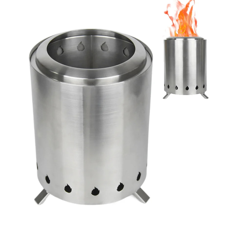 Camping Wood Stove Stainless Steel Outdoor Smokeless Fire Pit Small Backpacking Stove for Traveling Hiking Picnic 250610