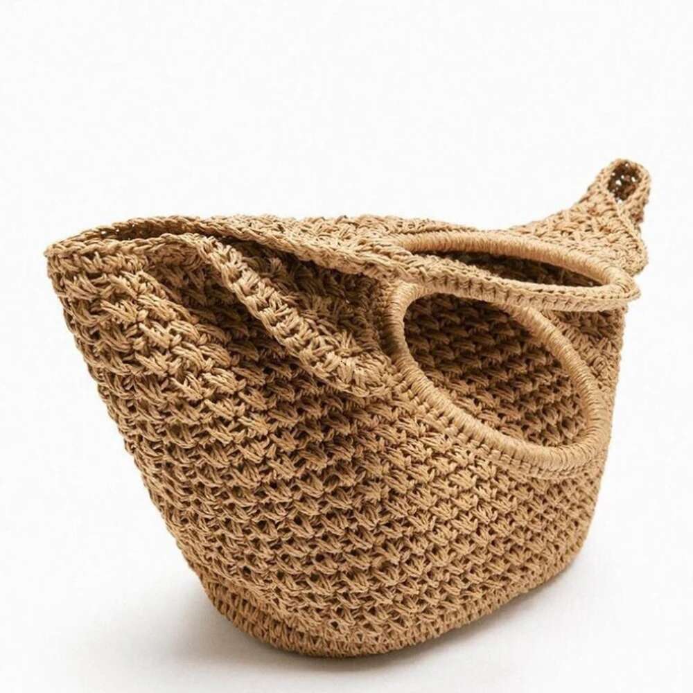 Round Handle Woven Bag Summer Raffia Straw Designer Handbags Handmade Large Travel Beach Bags For Woman Shopper Tote Clutch