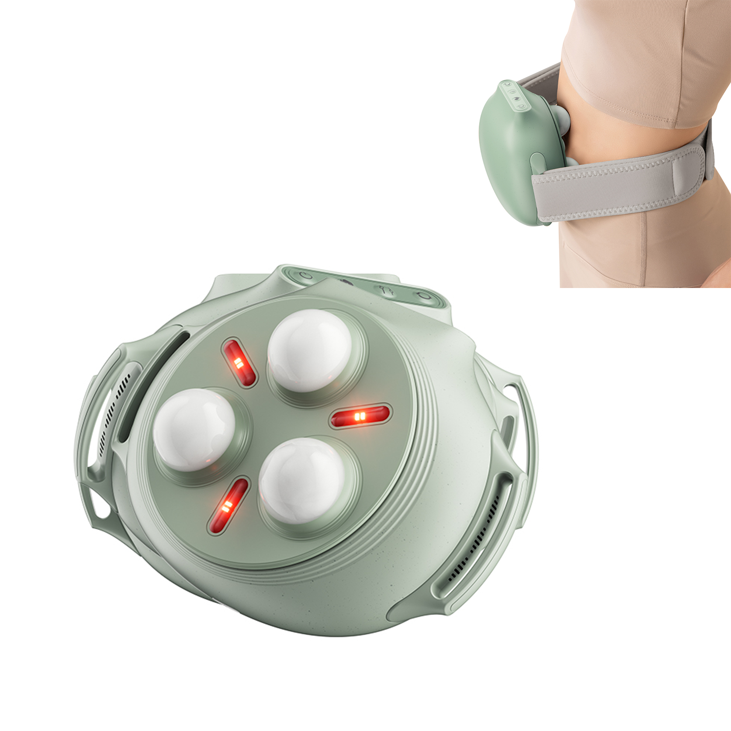 Jade Stone Abdominal Massager Belt with Heating Electric Jade Belly Kneading Device for Constipation Relief Uterus Care and Stomach Wellness