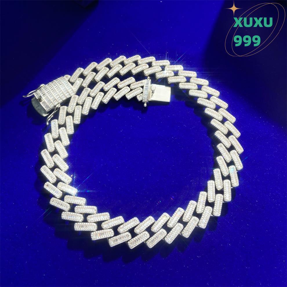 OACOCA Custom Jewelry 18inch Cubic Zircon Iced Out Moissanite Cuban Link Chain Necklace for Men