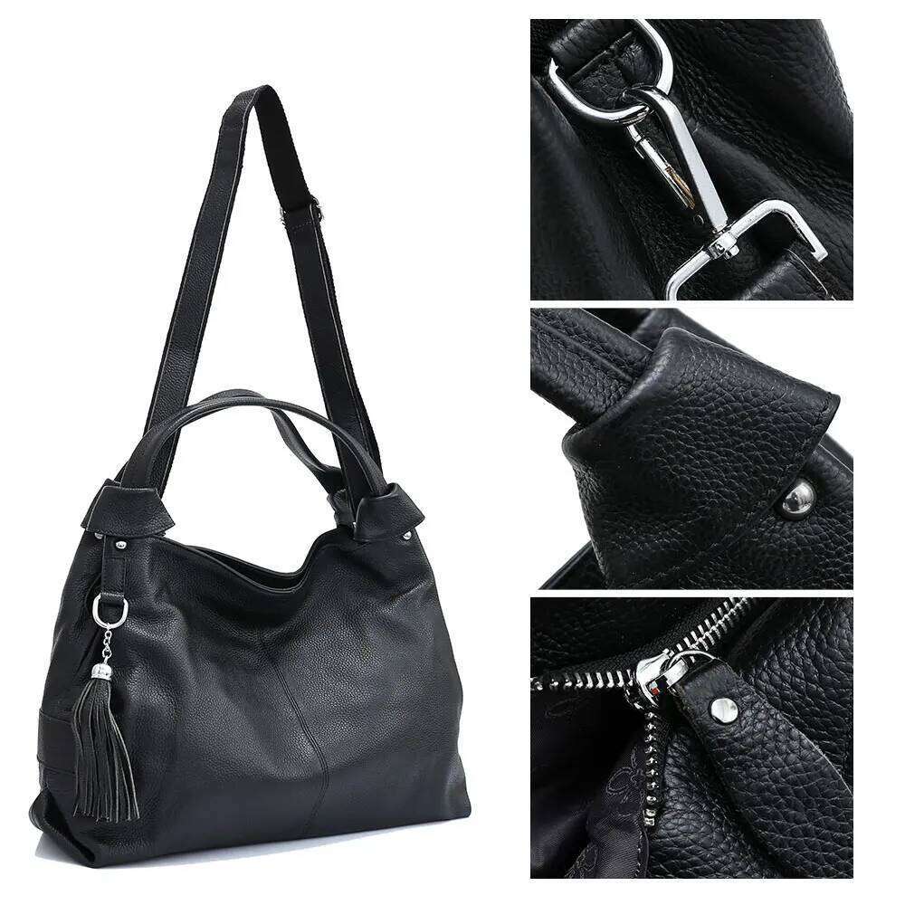 Zency 100% Genuine Leather Tote Bag For Women Casual Simple Female Handbag Vintage Large High Quality Shoulder Crossbody Bags