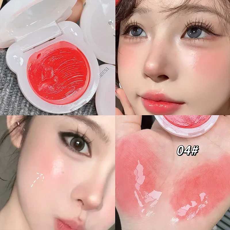 QIBEST Face Blush Hydrating Cream Beauty Girl Nude Makeup Natural Smudge Blush Palette Cheek Tint Highlighter Cosmetics BlusherXJ250609