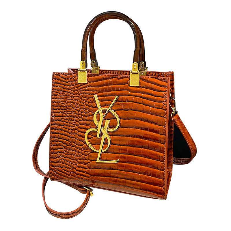 Designer bag free shipping new fashionable high-end texture printed patent leather shiny surface hand-held shoulder crossbody bag for women