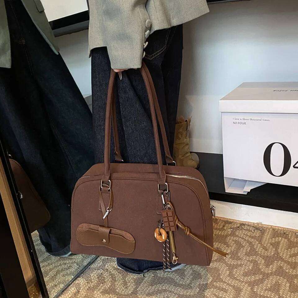 Big Size Women Bowling Bags Suede Large Capacity Shoulder Crossbody Bag With Long Strap 2025 Designer Handbags Tote Sac