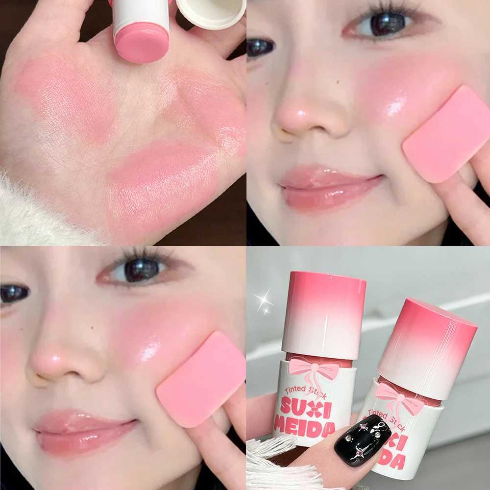 Water Light Blusher Stick Natural Nude Makeup Korean Brightening Low Saturation Cheek Rouge Waterproof Long-Lasting Blush CreamXJ250609