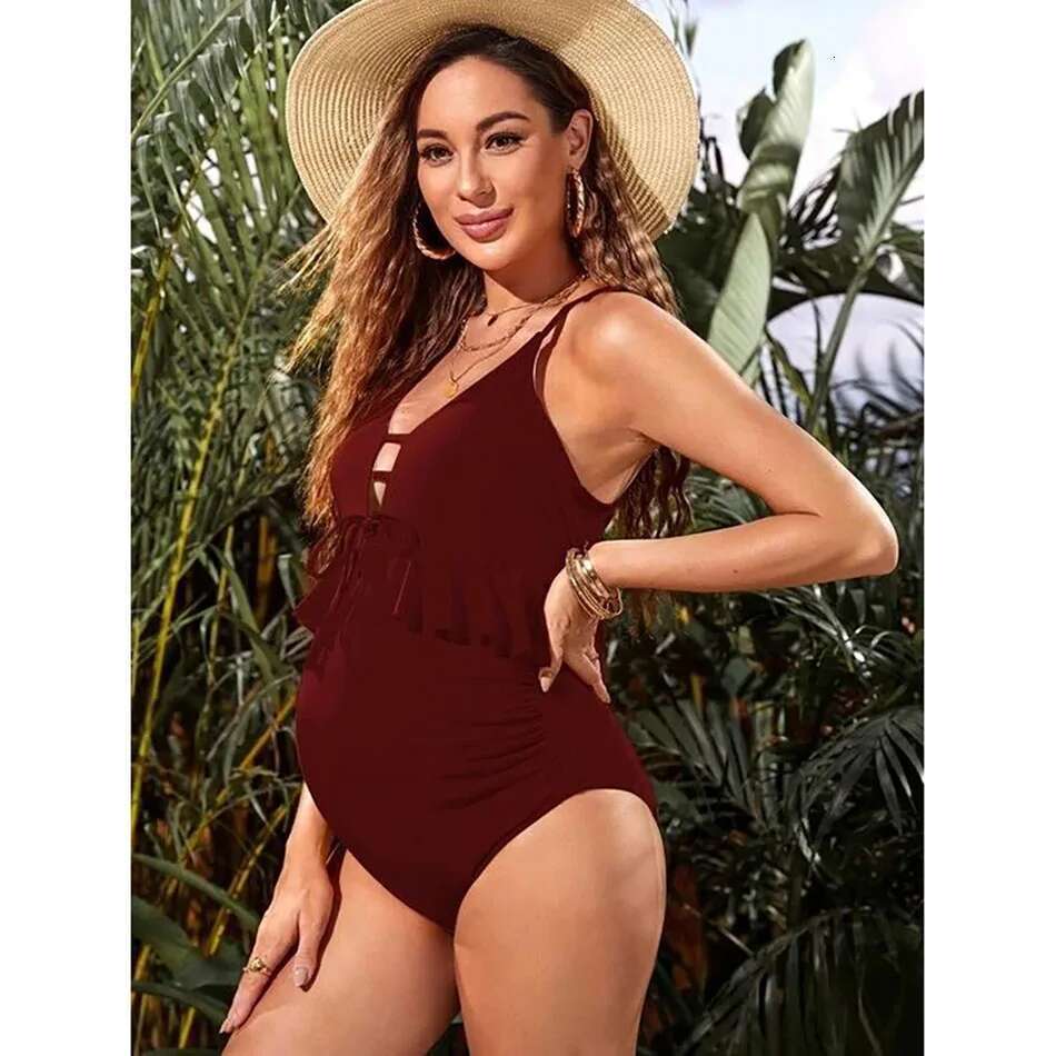Clothings Solid Color Backless Multiple Styles Bikini Expectant Mothers Beach Bathing One Piece Swimwear for Maternity