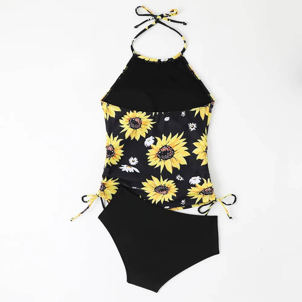 Women Suower Print Tankini Sets High Waist Bikini Two Pieces Swimsuit Swimwear Female Bathing Suit Beachwear Pool Swimming