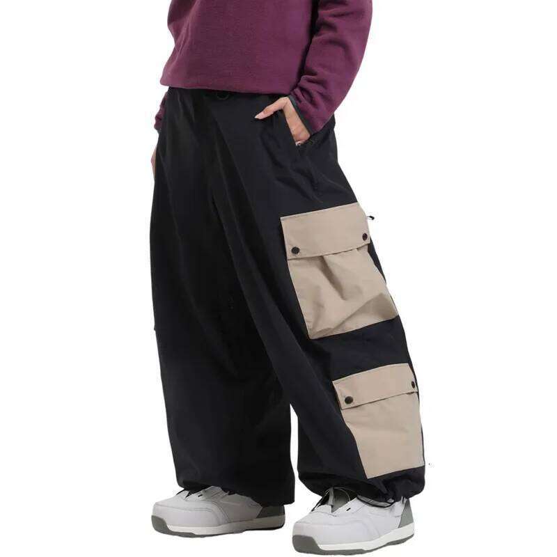 2025 New Men's Multi Port Wide Leg Single Board Breathable Waterproof Ski Pants Winter Outdoor Sports Women's