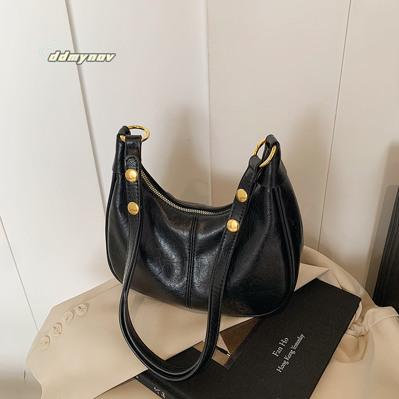 Niche Fashion Underarm for Women 2025 New High-end Simple Shoulder Crossbody Textured Versatile Dumpling Bag ddmynov