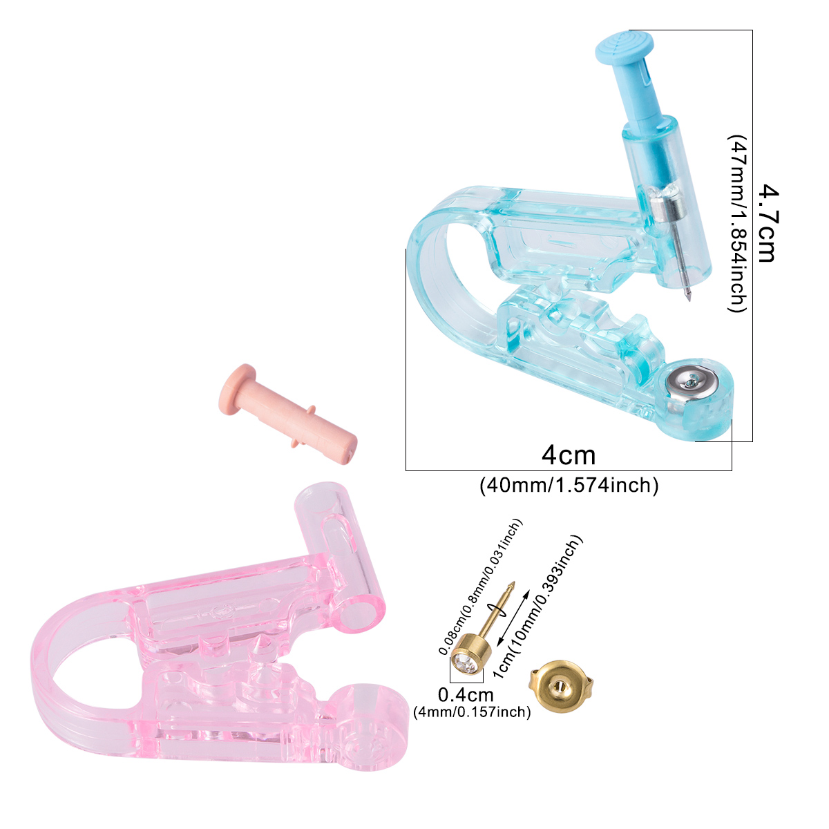 The first generation multi-color earring tool has a built-in 4mm head earring, which is fast easy to operate sterile not easily infected