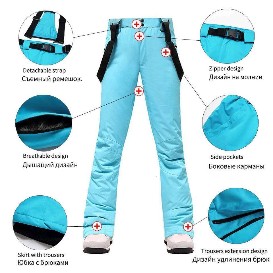 New Women's Ski Windproof Waterproof Snowboard Wear Winter Outdoor Warm Snow Sports Pants Female Skiing Trousers