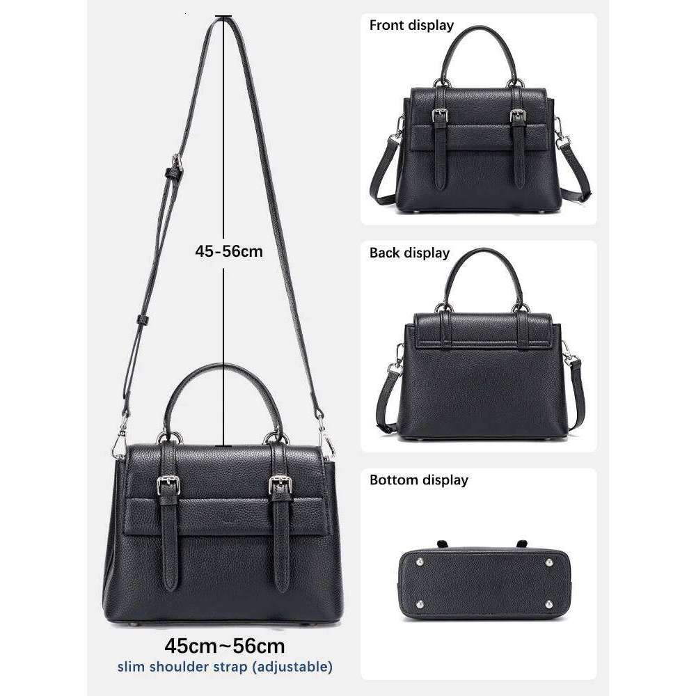 Zency Genuine Leather Vintage Handbag Versatile Women Bag Shoulder Crossbody Classic Small Square Bags Satchel 2025 New