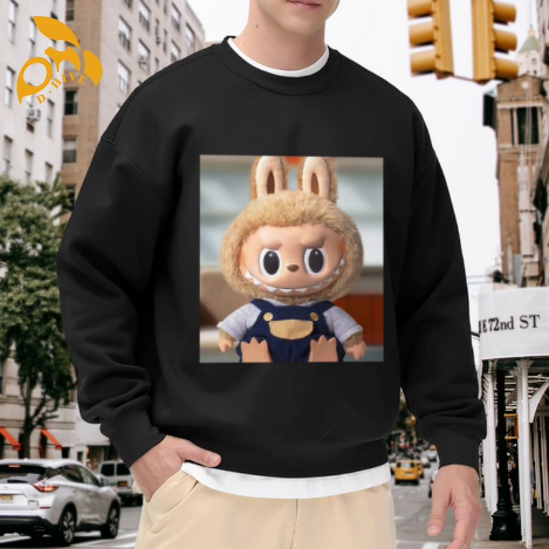 Free Shipping Labubu Men's sweatshirt men's Gothic printed super large hip-hop sweatshirt sweatshirt fashionable DIY