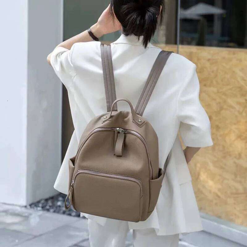 New Trendy Large Capacity Backpack With Genuine Leather Shoulder Bag, Handbag For Commuting, Student Backpack, Travel Bag 2025/06/10