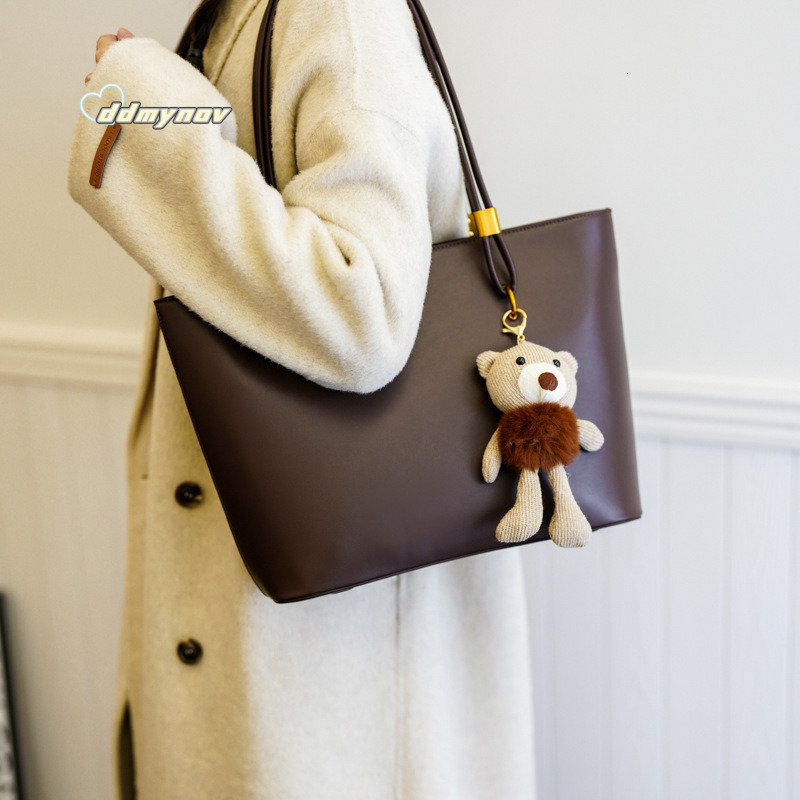 Large Capacity Simple Tote Women, Versatile Shoulder Bag for Commuting, PU Texture, Solid Color Casual Handbag ddmynov