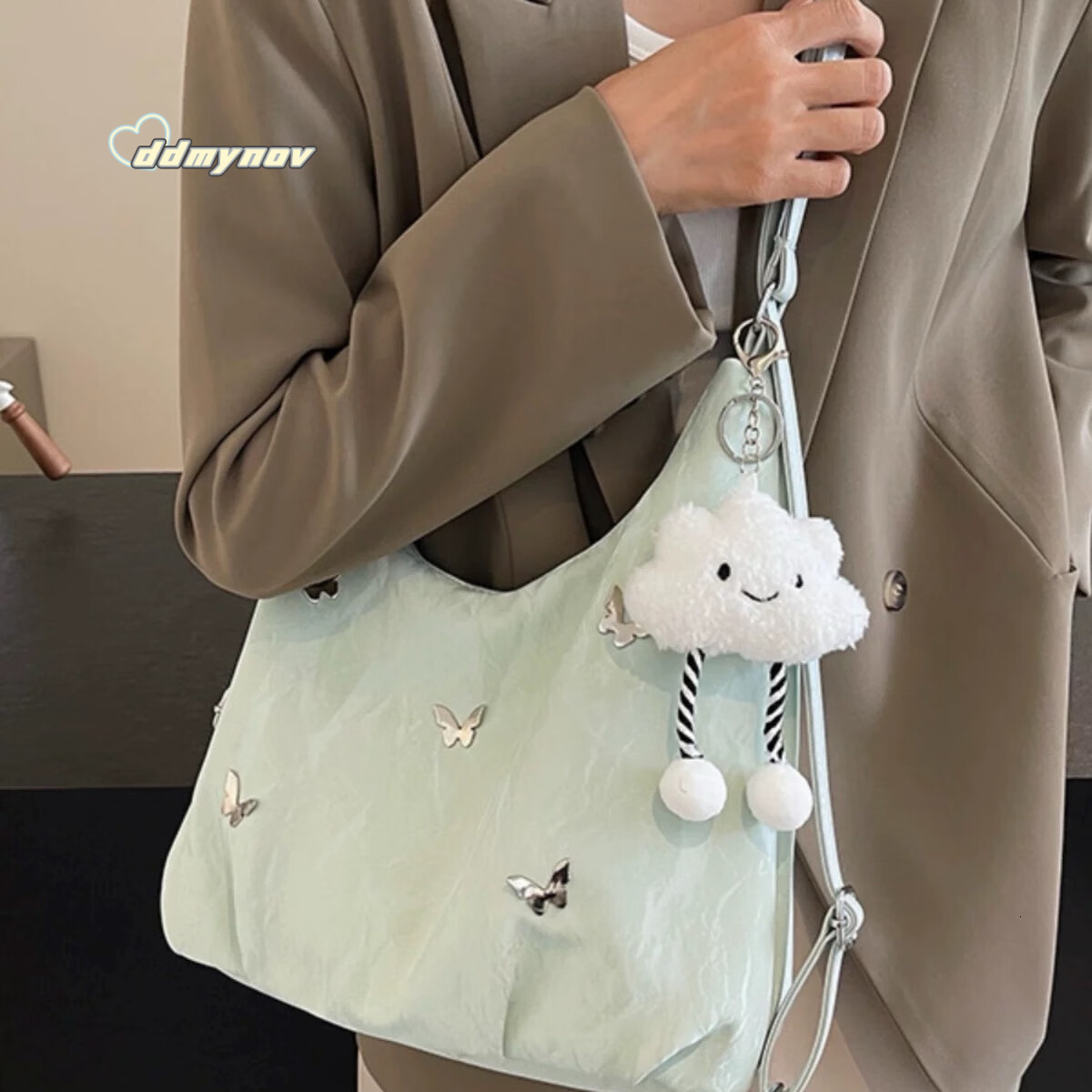 Women's Tote Casual Shoulder Korean Fashion Commuter Simple Versatile Crossbody Underarm Bag Handbag ddmynov