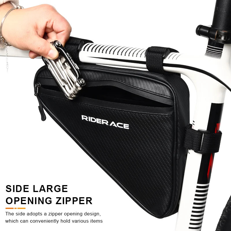 RIDERACE Waterproof Cycling Tube Bags 1.5L MTB Road Bike Triangle Bag Cycling Frame Front Bags Repair Tools Pannier Bicycle Bag 250610