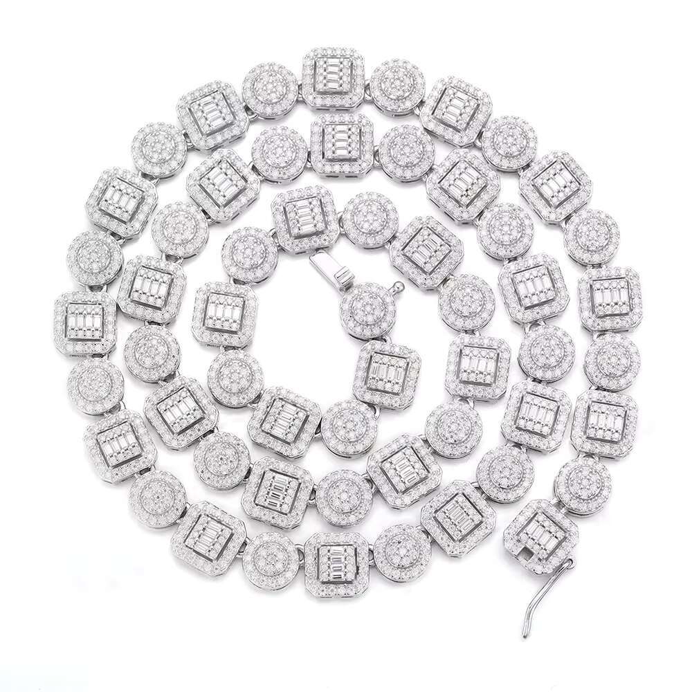 OACOCA Customizable High-end Jewelry Iced Out Moissanite Diamond Cuban Link Cluster Chain Sterling Silver 925 Jewelry Tennis Necklace