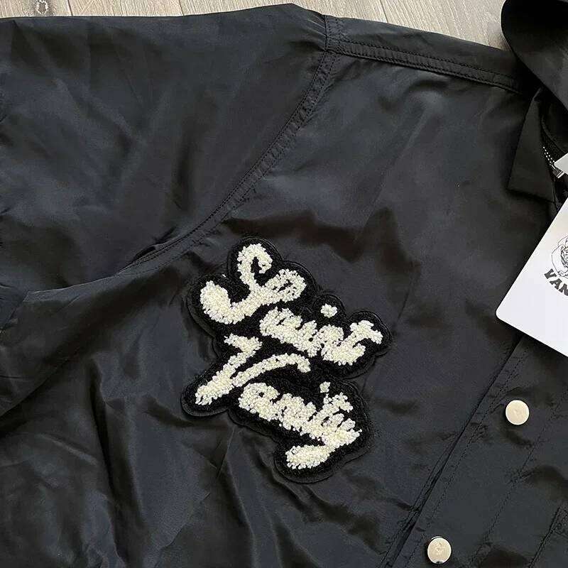 SAINT VANITY Embroidered Casual Sports Trench Coat With Hooded Short Sleeves