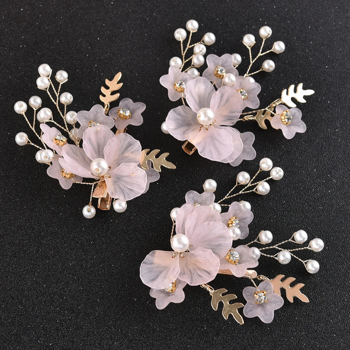 3pcs Flower Hair Jewelry Clips Bride Pearl Core wedding Decorative Clip Hair Accessories for women DIY Hair Styling 250610