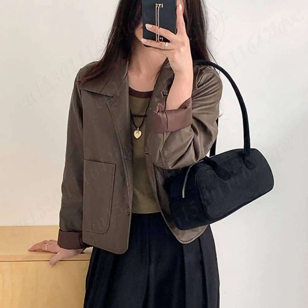 Women Boston Tote Suede Shoulder Bag Zipper Bowling Handbag Solid Color Multi-Pocket Clutch Purse For Shopping Travel