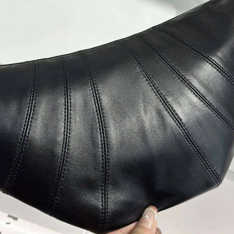 Lambskin Croissant Niche Textured Crossbody Chest Waist Brand Genuine Leather Women's Bag