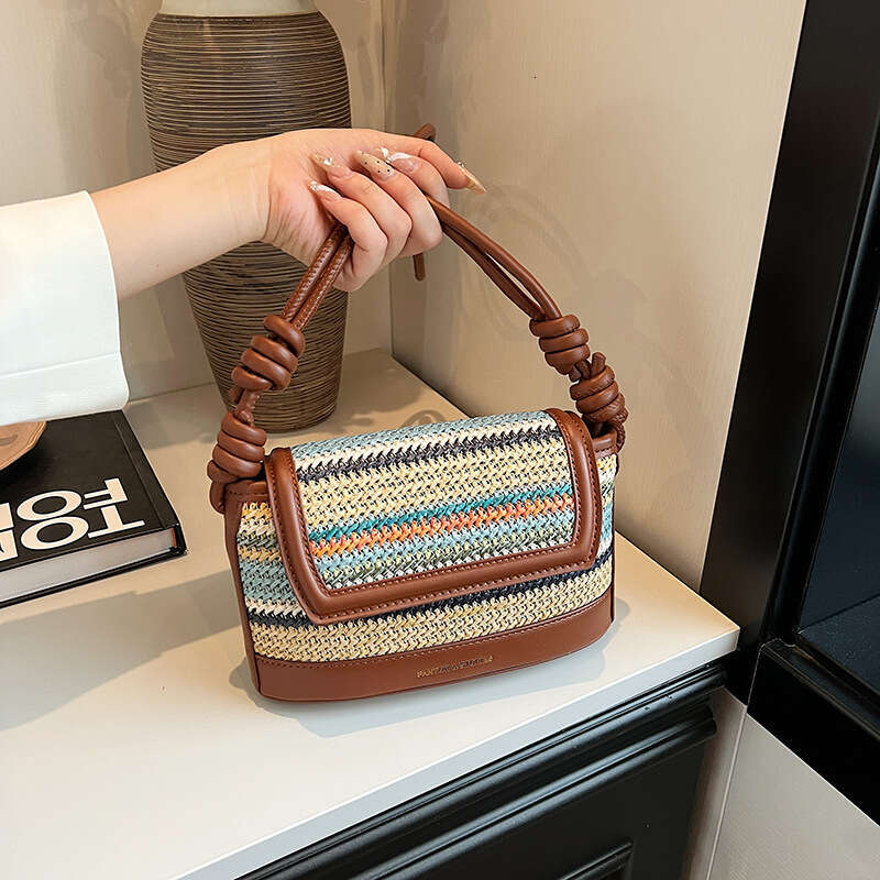 2024 Trendy Niche Style New Woven Handbag Small Square Simple Fashionable Shoulder Crossbody Bag GUHUISHU