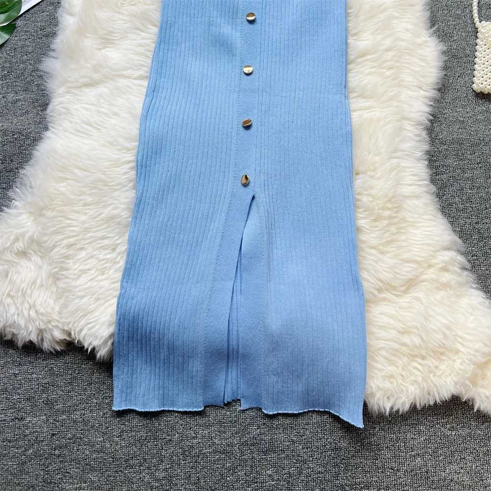 YuooMuoo 2025 New Summer Women Knitted Long Dress Elegant Embroidery Slim Elastic Bodycon Sweater Dress Office Lady Vestidos XJ250610