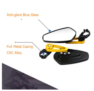 7/8" 22mm Bar End Rear Mirrors Motorcycle Accessories Motorbike Scooters Rearview Mirror Side View Mirrors Moto for Cafe Racer