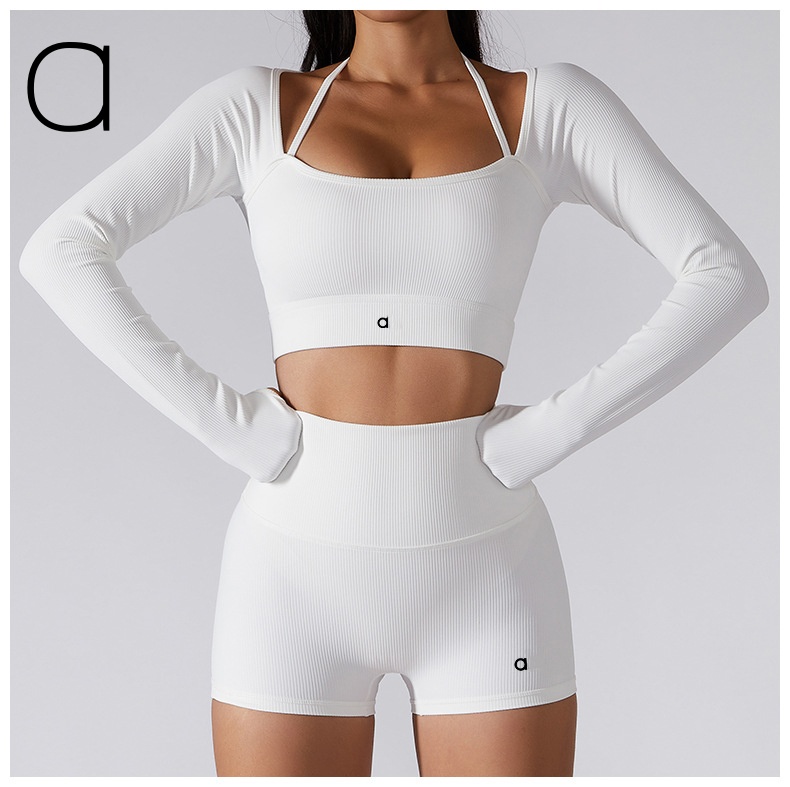 A124 Women's Sportswear Set for Yoga - Comfortable Long Sleeves Top Or Matching Quick Dry Shorts yoga pants Athletic Wear for Women
