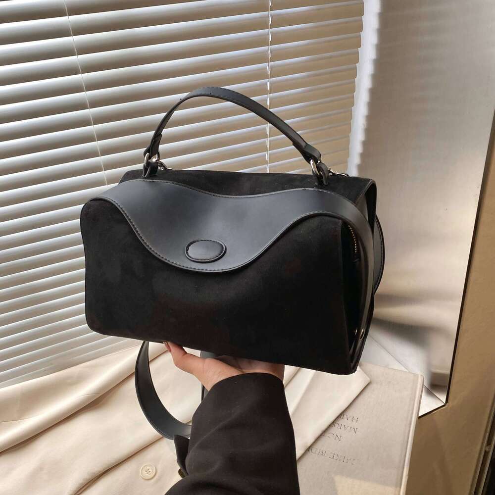 Womens Leather Handbag Designer Fashion Autumn Winter Big Boston Tote Soft Matte Suede Lady Versatile Shoulder Crossbody Bag