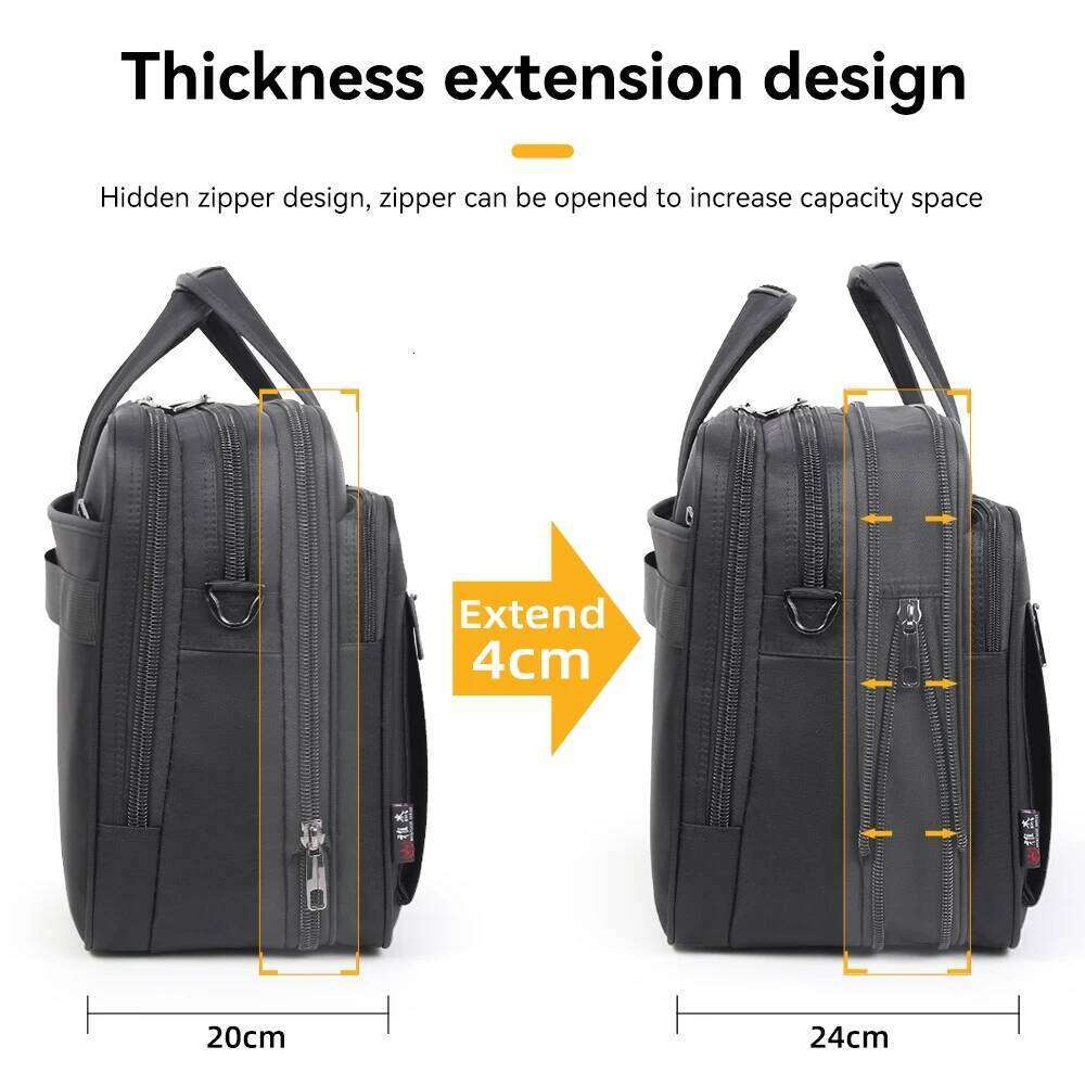 Large-Capacity Business Briefcase 15.6 Inch 17 19 Inches Laptop Men's Waterproof Canvas Document Work Office Bag Offical