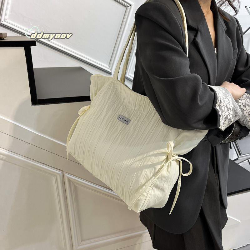 New 2025 Korean Fashion Large Capacity Tote Casual Versatile Portable Drawstring Shoulder Bag Ins Trend ddmynov