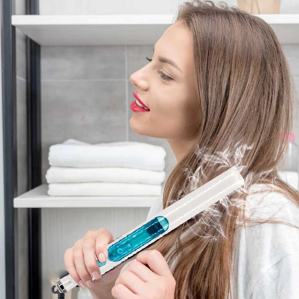 Steam Hair Straightener Salon Ceramic Vapor Ionic Flat Iron Straightening for Women 2 in 1 Hair Straightener and Curler W250610