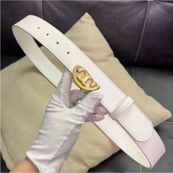 High Quality Mens Belt Women Luxury Gold Bronze Hoop Buckle Designer Cowhide Belts For Men Classic Pink Leather Waistbands 6 Colors Width 38mm