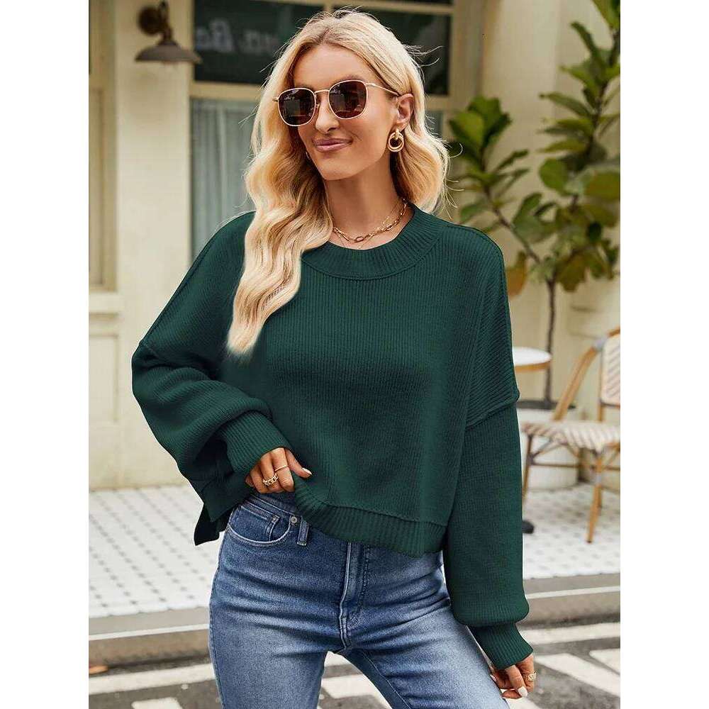 2025 European American New Autumn Winter sweater Women Loose Short Pullover Fashion Long Sleeve O-Neck Knit oversized Sweaters