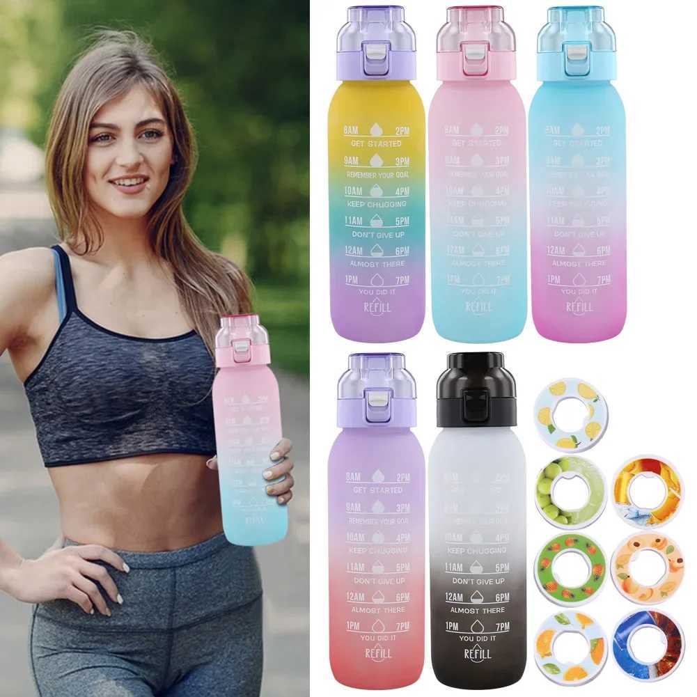 1000ML Air Flavored Water Bottle Sports Scented Water Bottle 0 Sugar Flavors Ring Water Cup With 7 Flavor Rods For Outdoor XJ250609